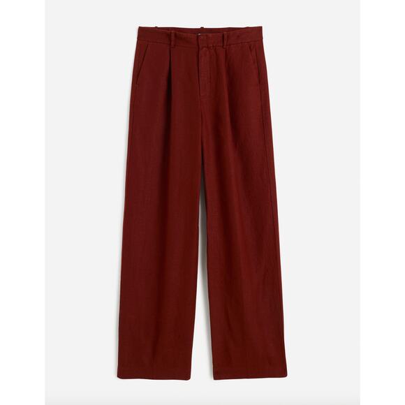 Madewell Slouchy Straight Pants in 100% Linen Henna Brown Relaxed US 10 NWT - Picture 6 of 15